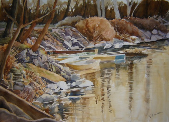 Barche al tramonto - cm 55 x 75