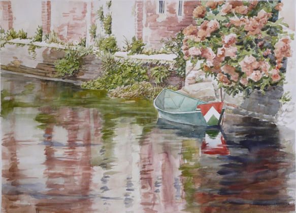 Barca sul Naviglio Grande - cm 55 x 75